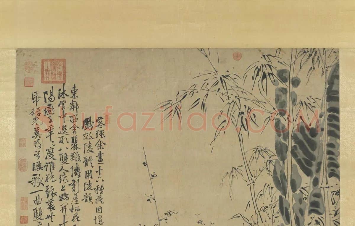 徐渭水墨画《花竹》_01