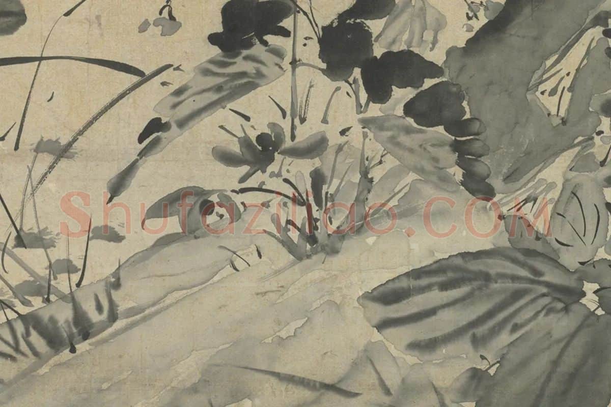 徐渭水墨画《花竹轴》局部 (10)