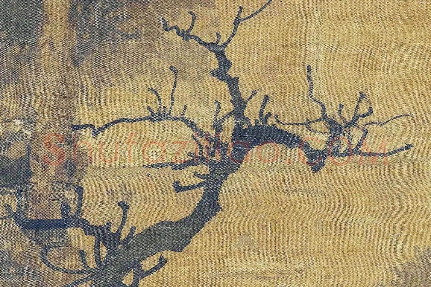 张舜咨山水画《古木飞泉图》高清大图局部 (5)