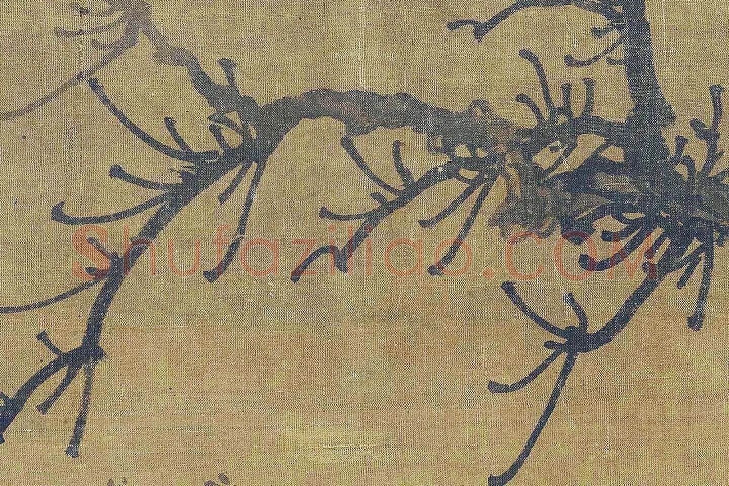 张舜咨山水画《古木飞泉图》高清大图局部 (8)