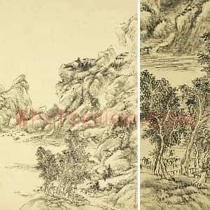 清 王敬铭《仿王蒙山水》页