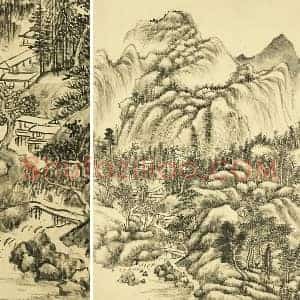 清 王敬铭《仿董源山水》页