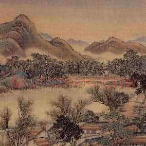 清代 金昆《有鸟诗意图》国画山水作品图片赏析