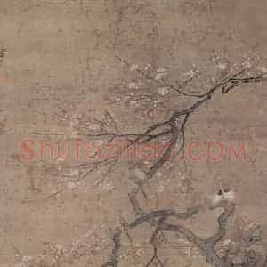 明代 吕纪《白梅孔雀图》国画花鸟作品图片赏析