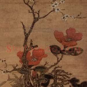 1631年 陈洪绶《岁朝清供图轴》国画花鸟工笔作品图片赏析