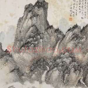 1928年 胡佩衡《一林霜秋九秋时》国画山水写意作品图片赏析