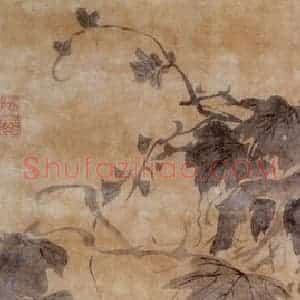 清代 边寿民《墨葡萄》国画花鸟写意作品图片赏析