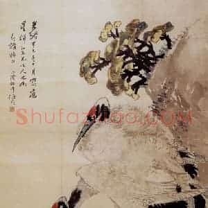 1881年 任颐《兰鹤图》国画花鸟作品图片赏析