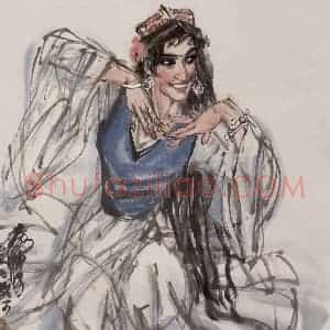 1985年 黄胄《维族舞》国画人物作品图片赏析