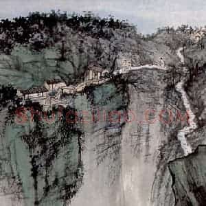 张大千《三游洞》国画山水作品图片赏析