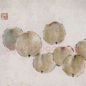 清代 虚谷《鲜桃》国画花鸟作品图片赏析