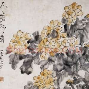 清代 虚谷《人淡如菊》国画花鸟作品图片赏析