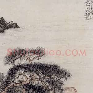 1962年 陆俨少《杜甫诗意图百开册》国画山水作品图片赏析