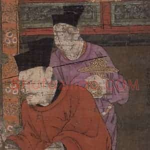 宋代 陆信忠《初江王》国画人物工笔作品图片赏析