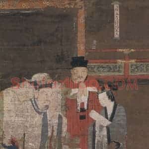 宋代 陆信忠《五道转轮王》国画人物工笔作品图片赏析