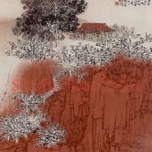 1962年 钱松岩《红岩》国画山水作品图片赏析