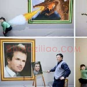 3D立体画 人在画中游