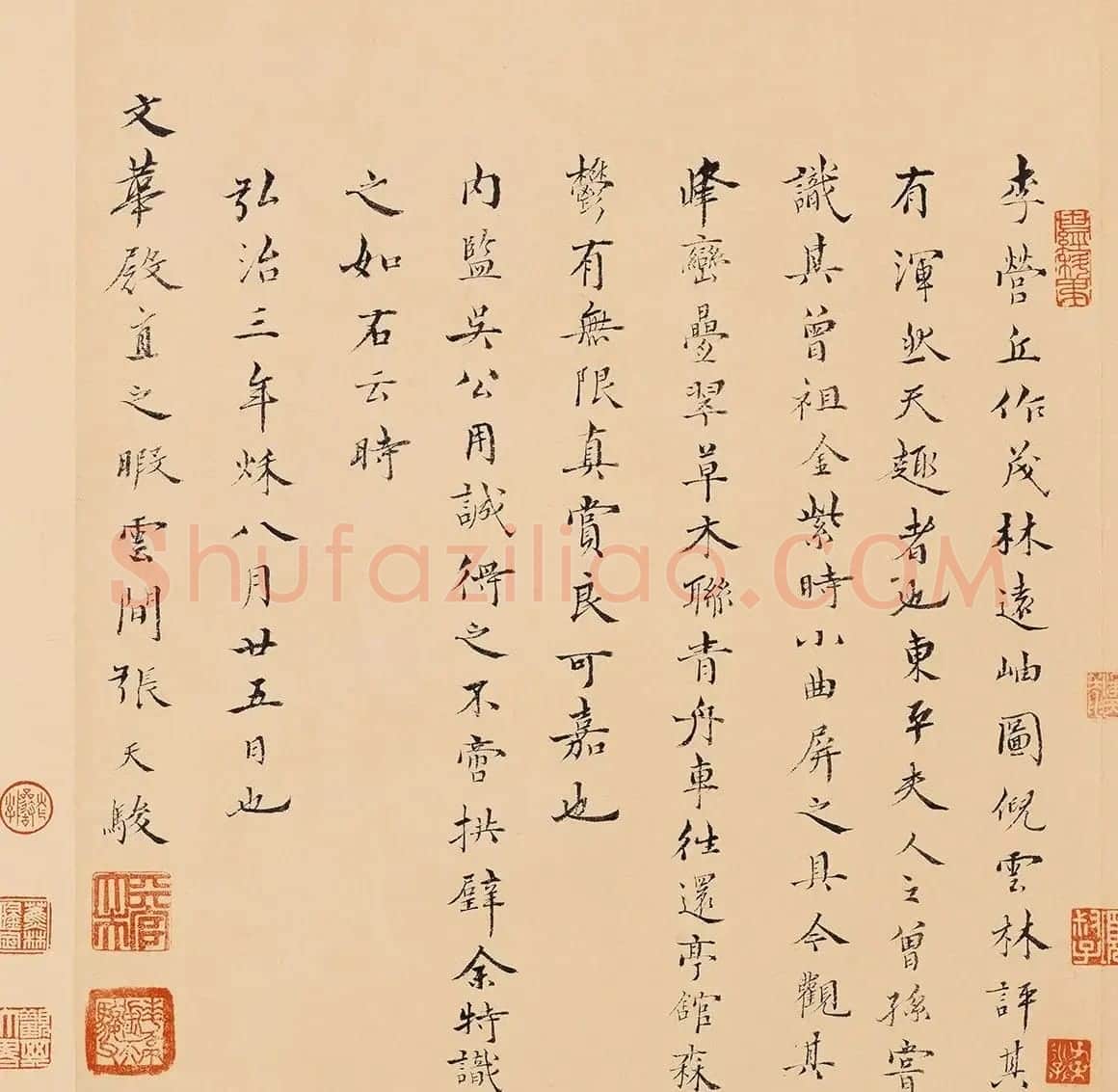 明代书法家张天骏题茂林远岫图 | 毛笔书法作品