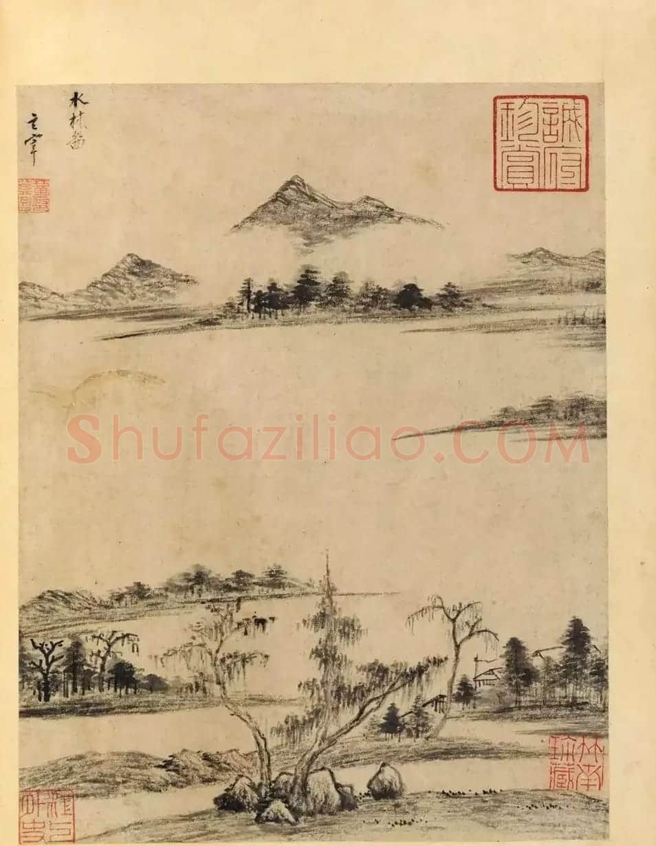 董其昌59岁书画合璧山水小景册页 | 传世书法作品鉴赏