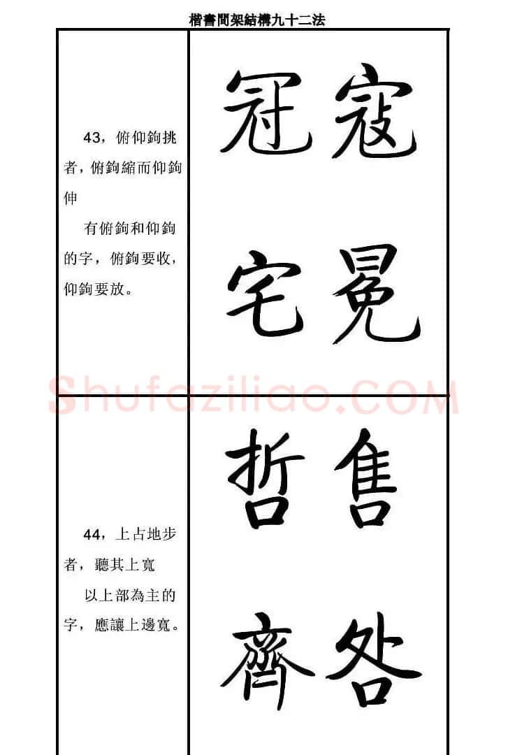 启功字帖楷书间架结构九十二法 | 毛笔楷书字帖