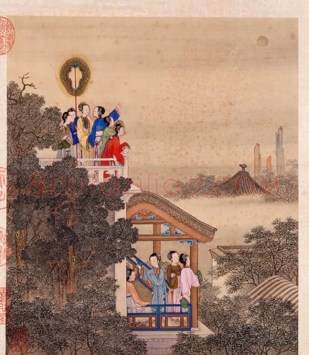 书画册页欣赏《月曼清游图册》梁诗正字+陈枚画 | 传世书法作品赏析