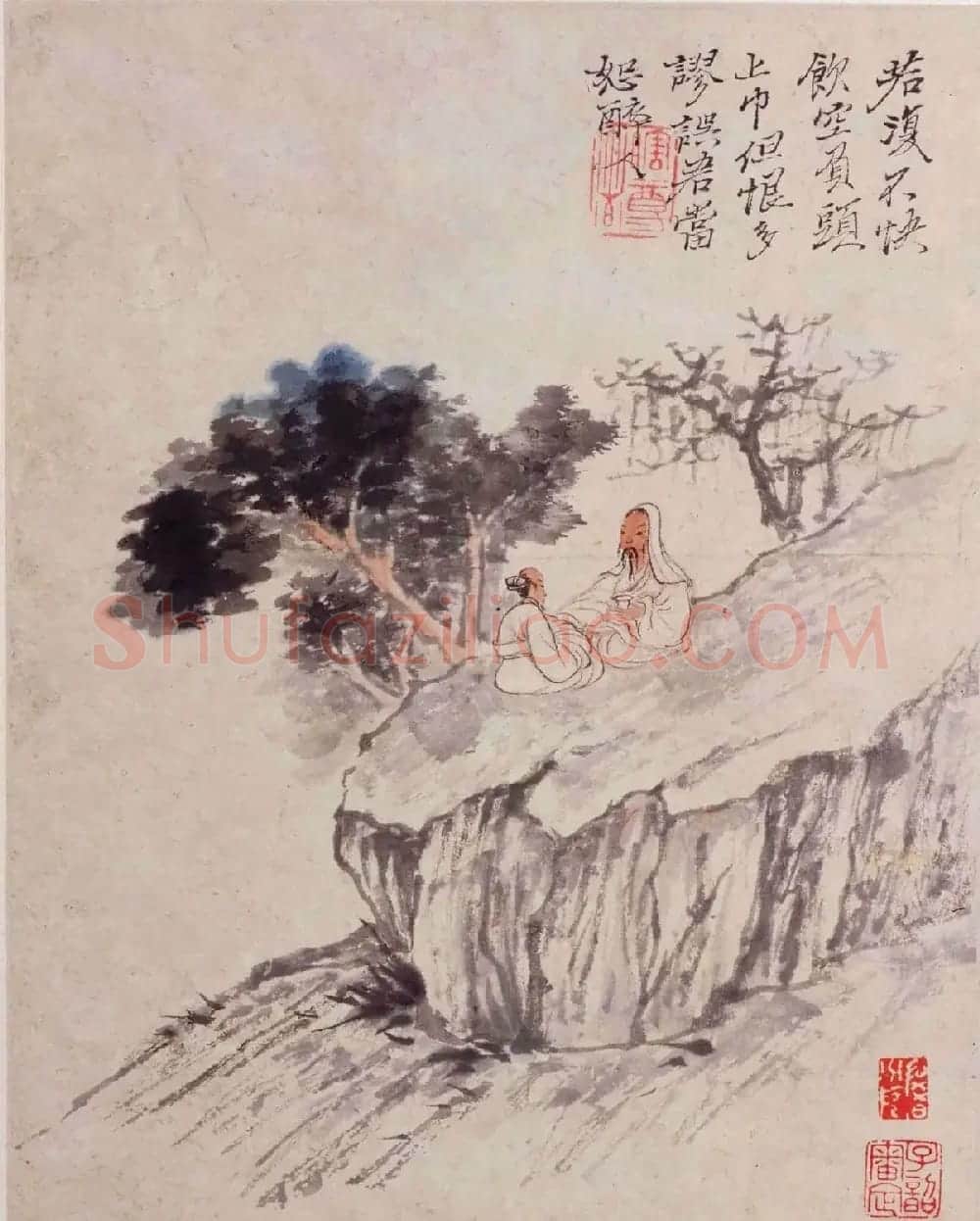 王文治题字石涛绘《陶渊明诗意图册》 | 传世书法作品赏析