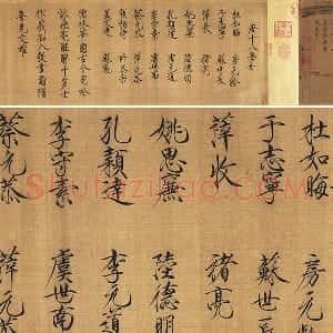 宋徽宗赵佶瘦金体书法《十八学士图》款识