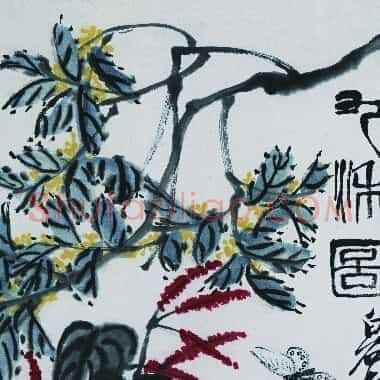 近现代齐白石国画《红花绿叶蝴蝶图-01.TIF》高清大图资源下载