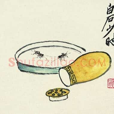 近现代齐白石国画《蟋蟀斗趣图.TIF》高清大图资源下载