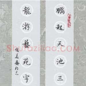 许邦志 硬笔楷书作品《鹏起龙游七言联》图片欣赏