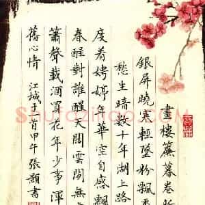 张颢 硬笔楷书作品《江城子》图片欣赏