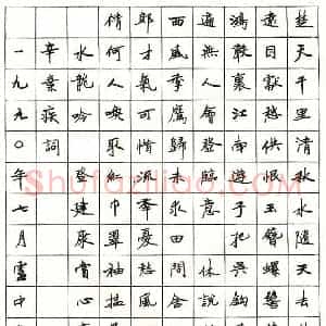 卢中南 硬笔楷书作品《辛弃疾词水龙吟》图片欣赏