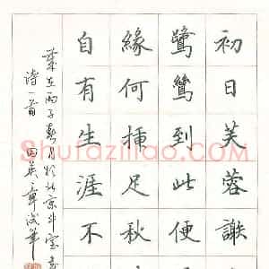 田英章 硬笔楷书作品《古诗一首》图片欣赏