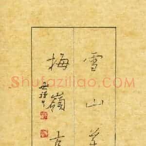 赖晓斌 硬笔行书作品《雪山梅岭联》图片欣赏